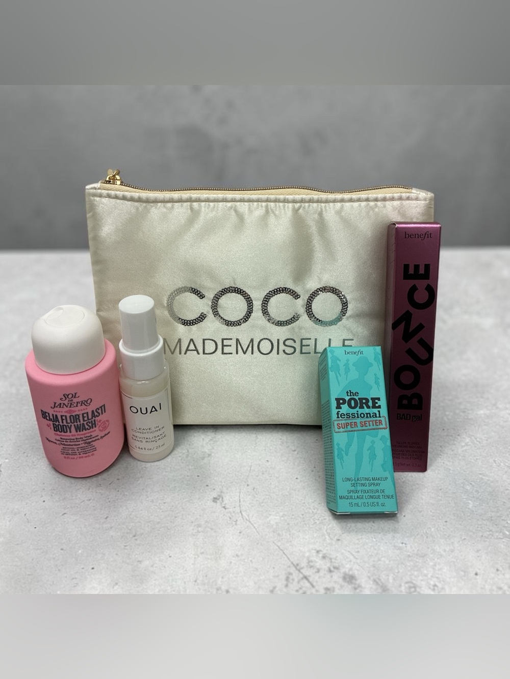 Luxury Beauty Bundle w/ Coco Mademoiselle Bag | Benefit • OUAI • Sol de Janeiro